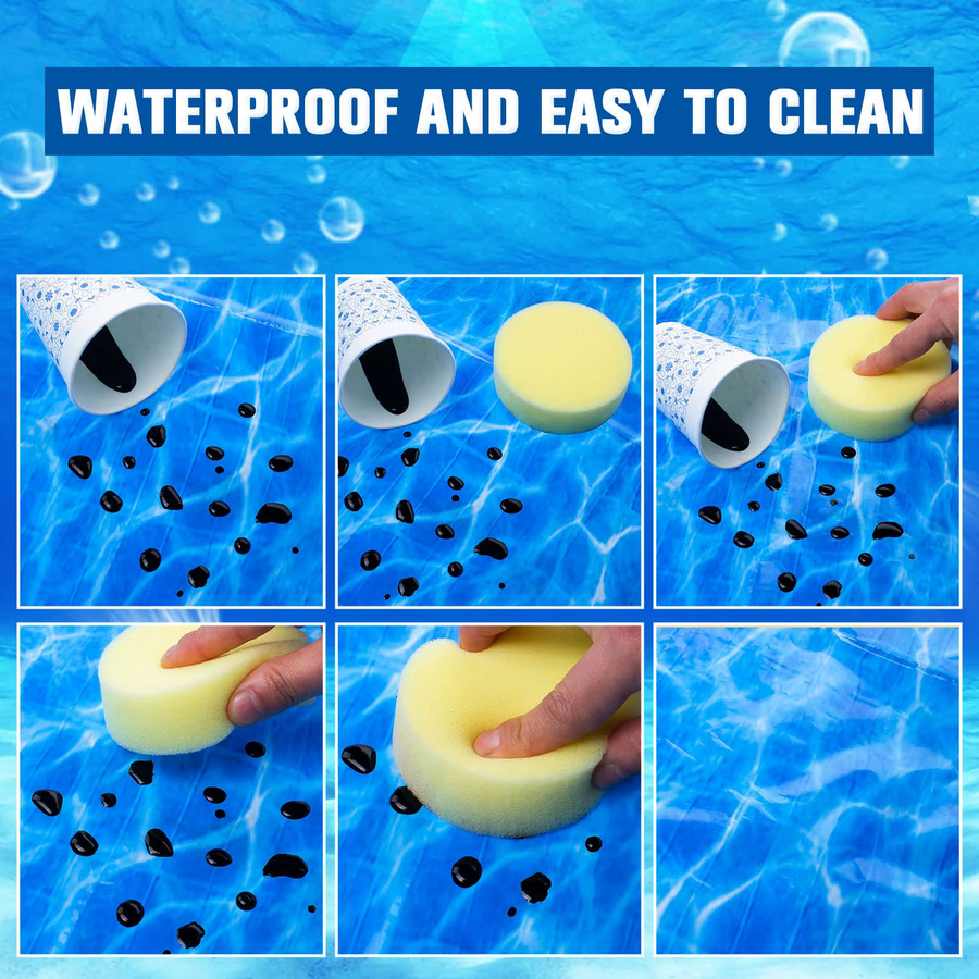 Einweg Tischdecke mit Wellen-Design aus PVC, wasserabweisend, blau, B/T: 137,16 x 274,32 cm - Bild 4