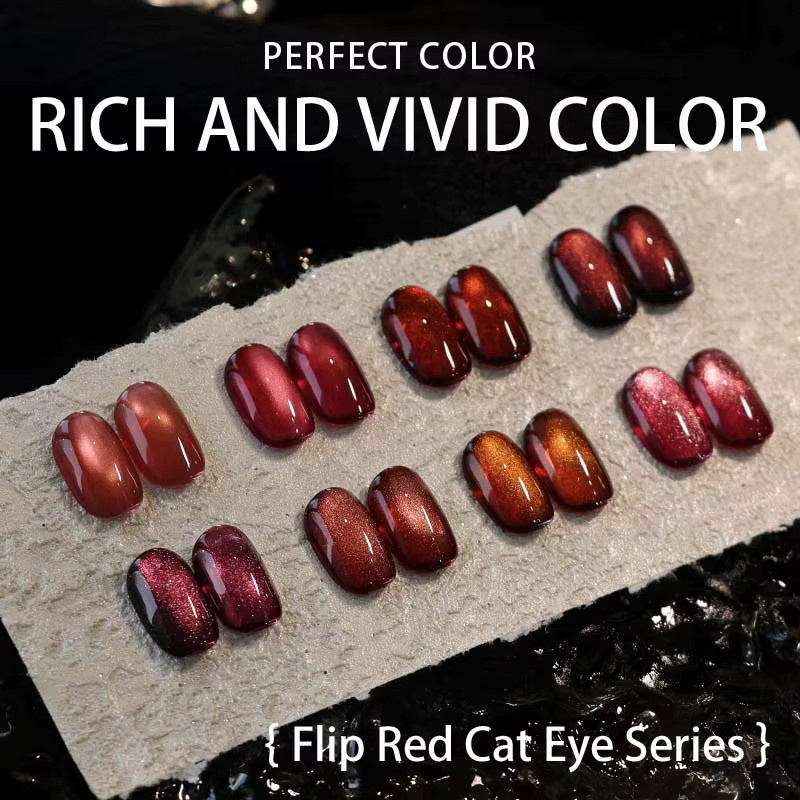 PERFECT COLOR Katzenauge-Gel-Nagellack, Rot, Schimmernd, 12 ml - Bild 2
