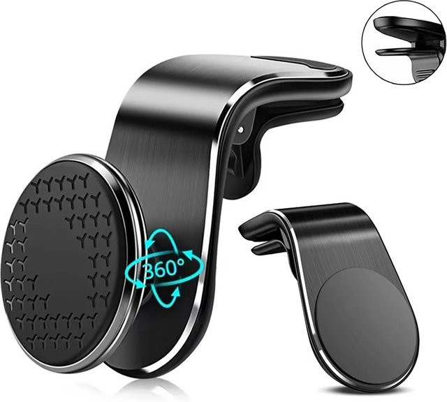 Mrgabwte Magnetischer Handyhalter für die Lüftungsschlitze im Auto, 360 Grad drehbarer GPS-Halter für iPhone, Xiaomi und Huawei, Schwarz - Bild 1