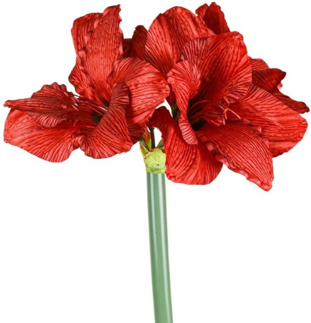 Jintangreen Künstliche Clivia-Blumen Zweig mit 4 Köpfen in Rot zur Dekoration für dein Wohnzimmer - Bild 1