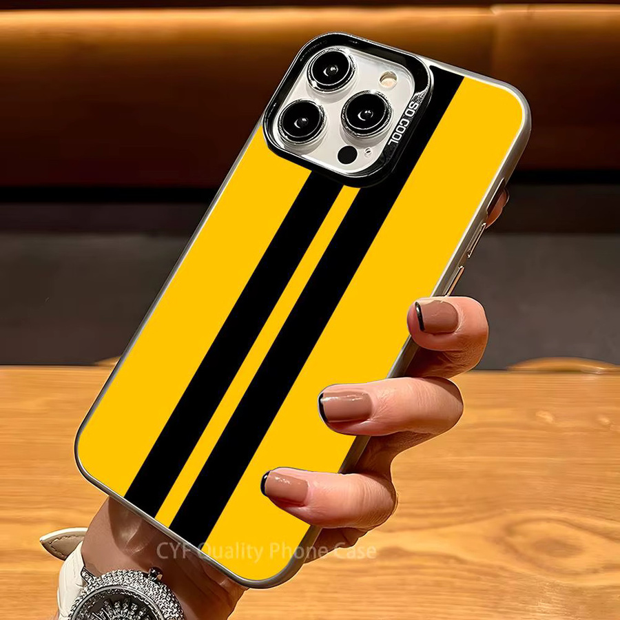 Luxuriöse L-Line Handyhülle für Apple iPhone 11 bis 16 Pro Max Plus mit schützender Beschichtung in Gelb - Bild 3