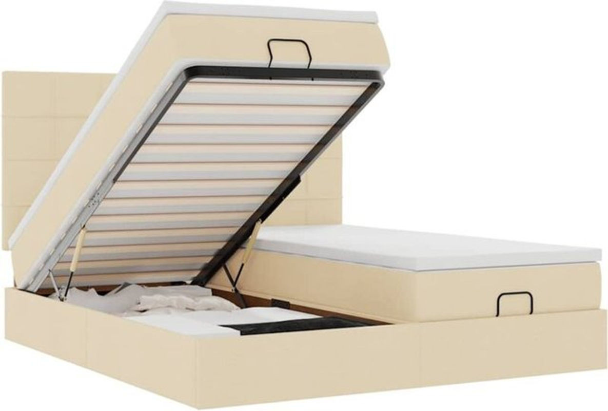 vidaxl Polsterbett Ottoman mit Matratzen und LED in Creme, B/T: 180 x 200 cm - Bild 1