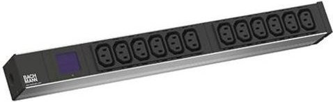 Bachmann BlueNet BN0500 Netzwerkschrank-Steckdosenleiste 19 Zoll, 12 IEC 60320 C13 Steckdosen, Schwarz - Bild 1