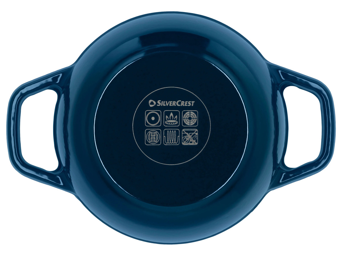 SILVERCREST Premium Gusseisentopf mit Emaille in Blau, Ø 16 cm - Bild 4