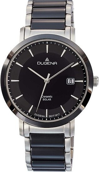Dugena Herrenuhr, Solar, Keramik, Schwarz, 40 mm - Bild 1