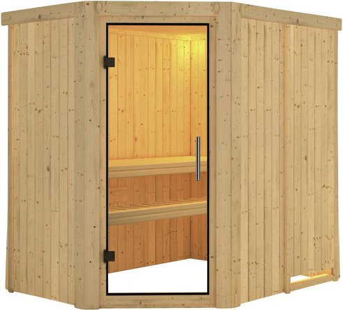 Karibu Sauna Wenden für 3 Personen aus Fichtenholz in Beige, B/T/H: 151 x 196 x 198 cm - Bild 1