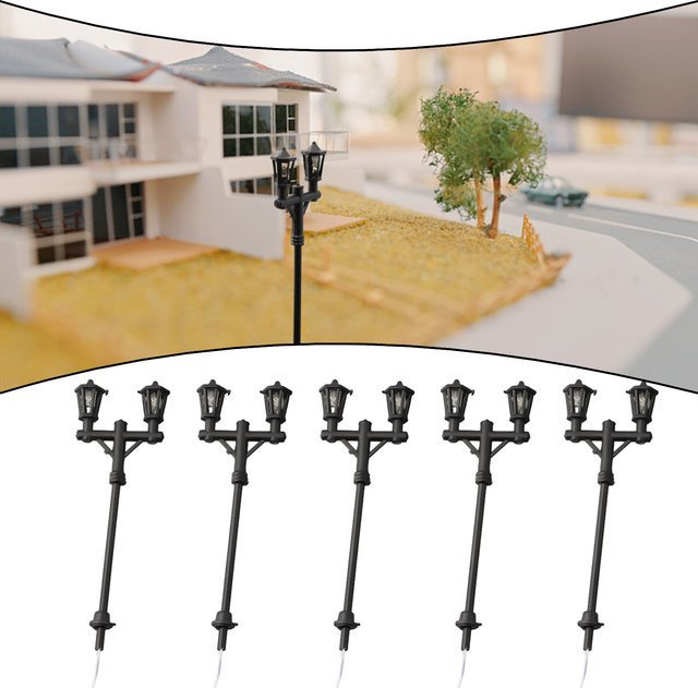 10 Stück LED Straßenlaternen im Maßstab 1:100 für Modellbau und Gartenlandschaften in Schwarz - Bild 1