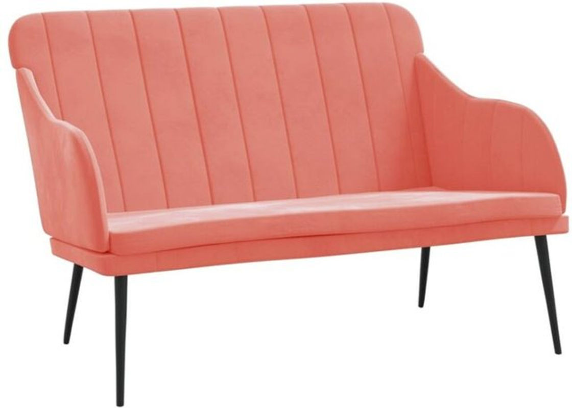 Vidaxl Sitzbank mit Rückenlehne aus Samt und Metall in Rosa, B/T/H: 110 x 76 x 80 cm - Bild 1