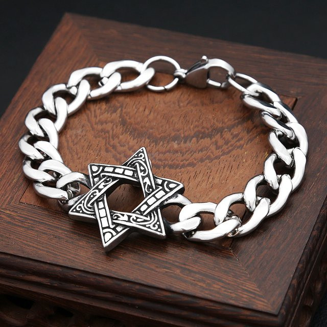 NORTHMAN Armband, Davidstern, 316L Edelstahl, Silber, Unisex, Vintage - Bild 1
