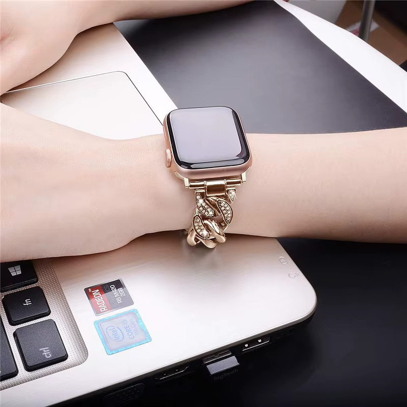 JBAILI Armband für Apple Watch, Diamant, Cowboy Kette, Stahl, Damen - Bild 2