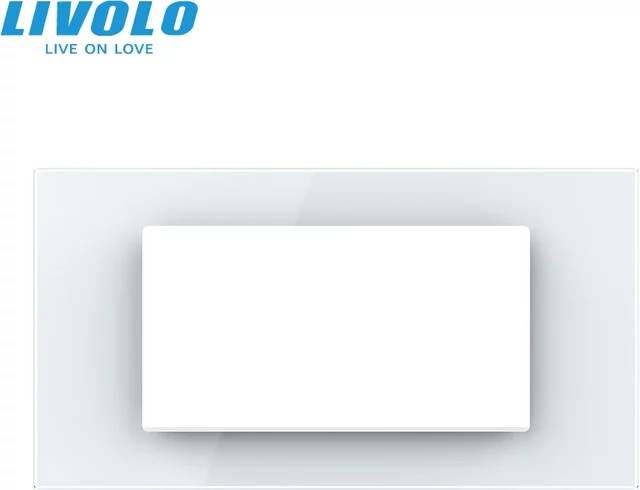 LIVOLO Großes Lochpanel für Doppelsteckdosenschaltermodul aus Perlenkristallglas in Weiß, B: 14,2 cm, H: 8,0 cm - Bild 1