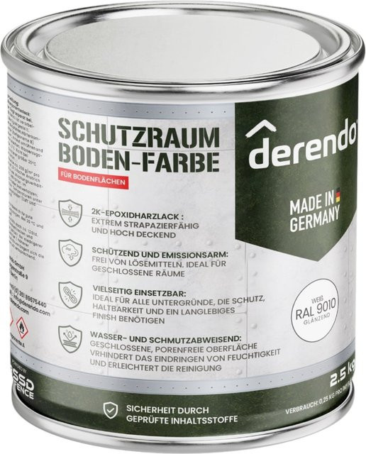 Derendo Schutzraum Bodenfarbe aus Kunstharz in Weiß, 2,5 kg - Bild 1
