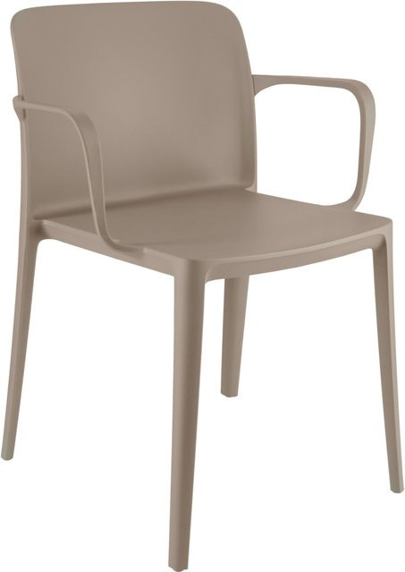 PULSIVA Kunststoffstuhl Rigg mit Armlehne in Taupe, 4er Pack, stapelbar und UV-beständig, B/T/H: 57 x 55 x 78 cm - Bild 1
