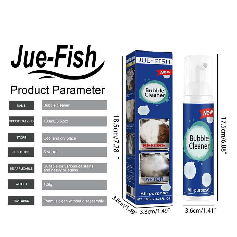 Jue-Fish Mehrzweck-Ölflecken-Schaumreiniger zur effektiven Entfernung von Fett auf stark verschmutzten Oberflächen und Dunstabzugshauben - Bild 6