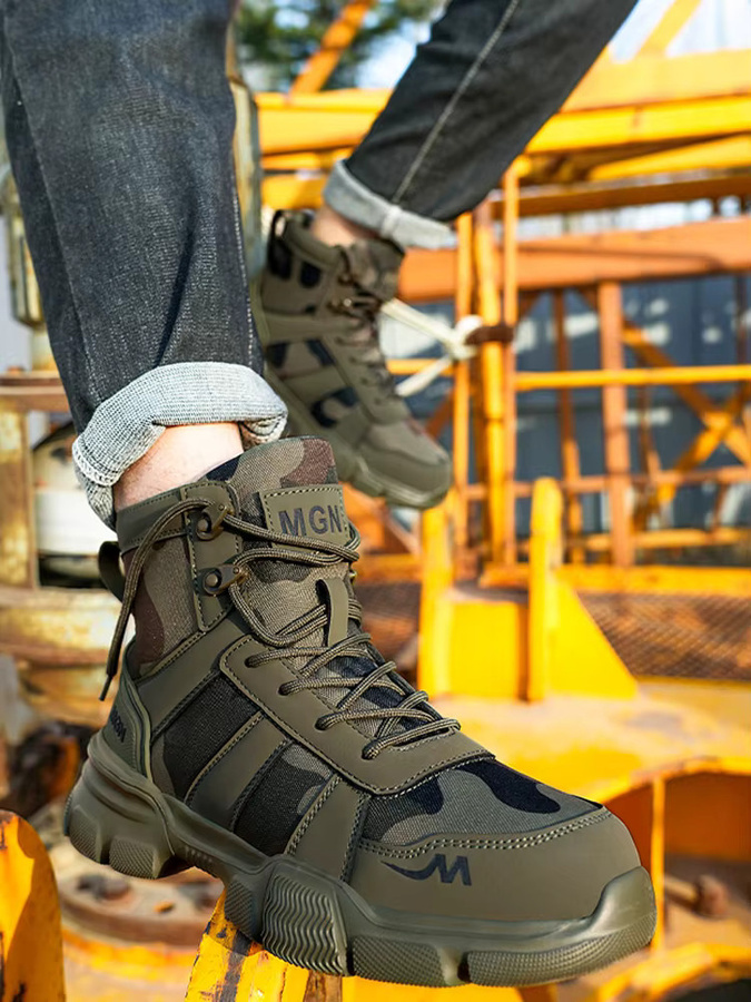 Kankeirr Sicherheitsschuhe High Top für Männer in Grün mit Stahlkappe und rutschfester Sohle - Bild 7