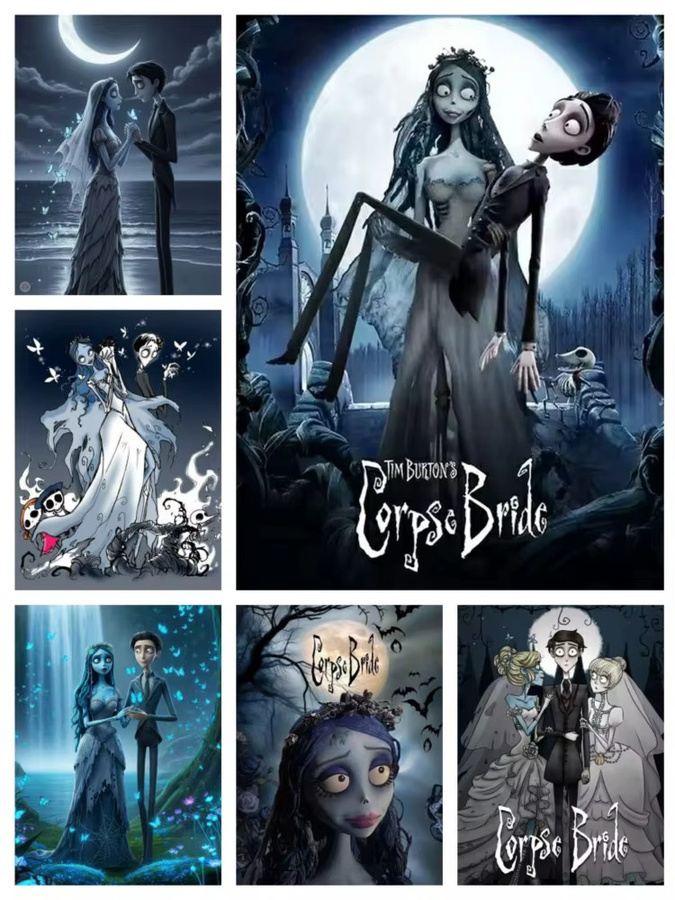 Potdemiel Diamant-Malerei Tim Burton Corpse Bride DIY Rundes Motiv Multicolor B: 40 cm, H: 30 cm, T: 30 cm - Bild 4