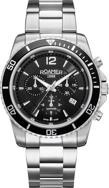Roamer Chronograph, Edelstahl, Quarz, 43 mm, Herren, Schwarz, 10 ATM - Bild 1