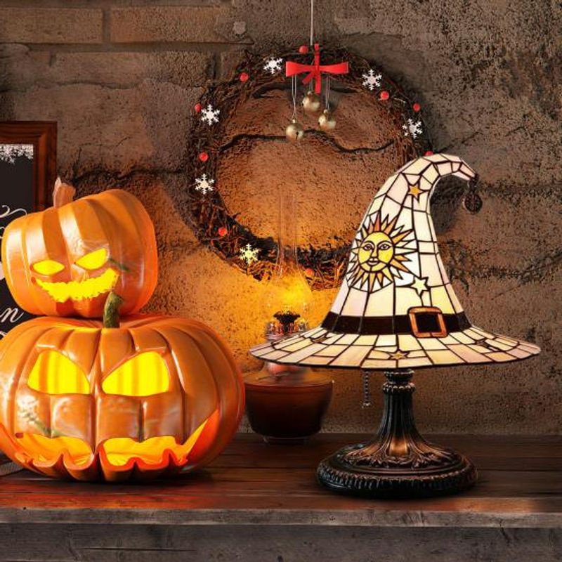 Amusedly Hexenhut Tischlampe aus Harz in Gelb und Multicolour im Gothic-Stil für Halloween und Partys - Bild 3