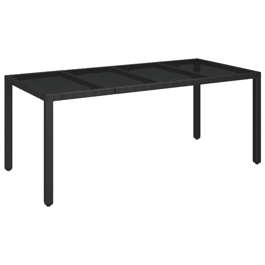 vidaXL Gartentisch aus Poly Rattan mit Hartglasplatte in Schwarz, B/T/H: 190 x 90 x 75 cm - Bild 2