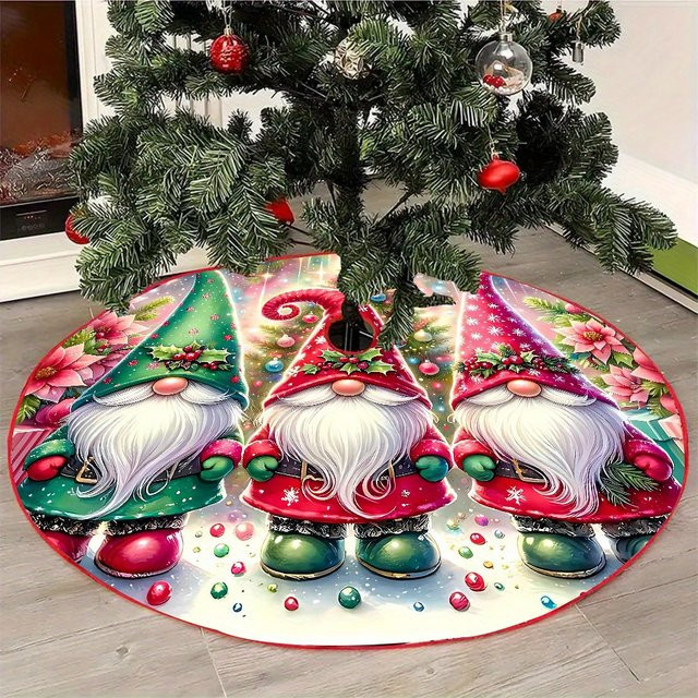 VIKAMA Weihnachtszwergenbaumrock mit floralem Design in Multicolour aus Textil - Bild 1