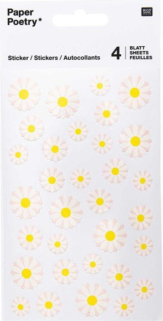 Rico Design Paper Poetry Sticker mit Butterblumen Motiv, 4 Blatt - Bild 1