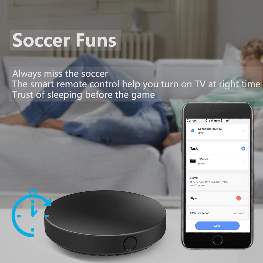Tuya WiFi IR-Fernbedienung mit Temperatur- und Feuchtigkeitssensor in Schwarz, kompatibel mit Yandex SmartLife und Alexa - Bild 5