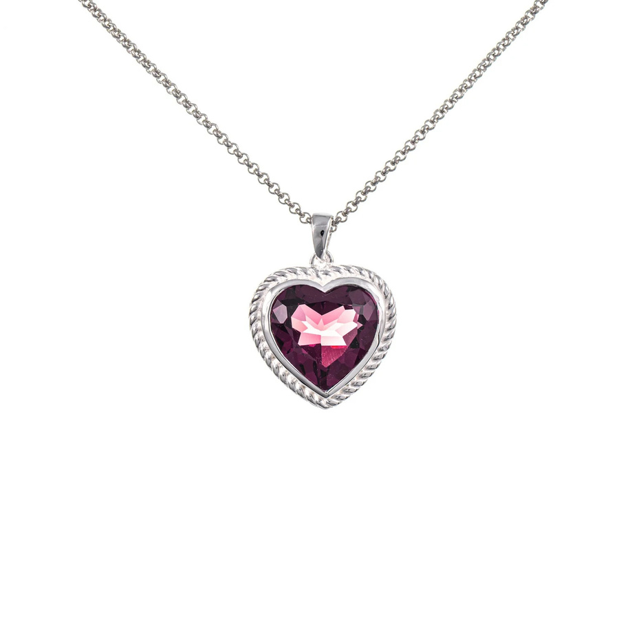 Anhänger Herz geschliffen mit Kette, 925 Silber, Zirkonia, beere - Bild 1