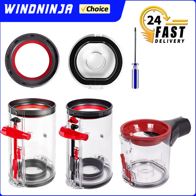 Dyson Ersatz Staubbehälter mit Deckel und Dichtring für V7 V8 V10 V11 V12 Slim V15, transparent - Bild 1