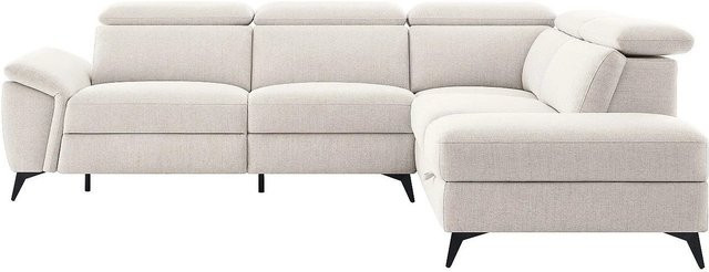 Vente-unique Relaxsofa Cadilo in Beige, L-Form mit elektrischer Sitzfunktion und Stahlgestell, Breite: 279 cm - Bild 1