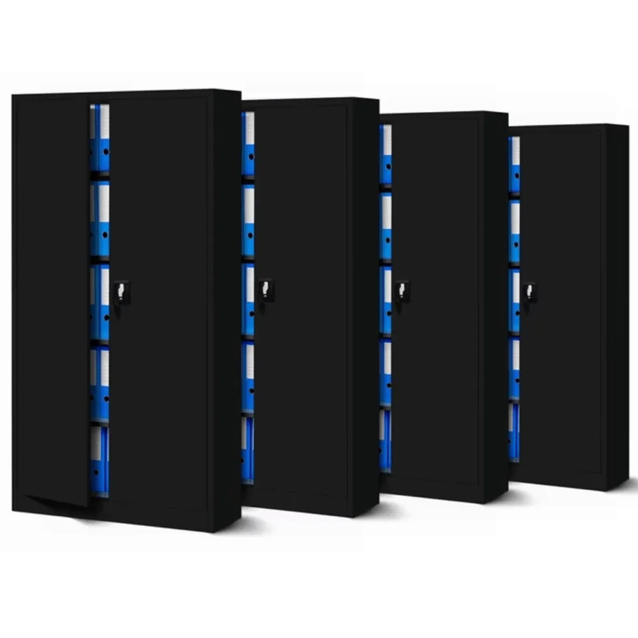 JAN NOWAK Aktenschrank 4er Set aus Stahl mit Flügeltüren und Schloss in Schwarz, H x B x T: 195 x 90 x 40 cm - Bild 2