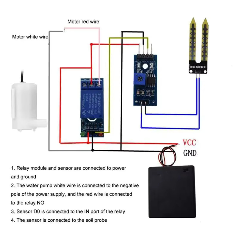 Shunmaii DIY Automatisches Bewässerungssystem mit Bodenfeuchtesensor und Relaismodul für Arduino, Multicolor - Bild 4