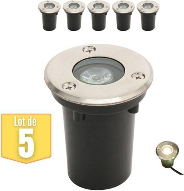 Set mit 5 wasserdichten LED-Einbaustrahlern in Silber, 1W, 100lm, 4000K, IP67, rund für den Garten - Bild 1