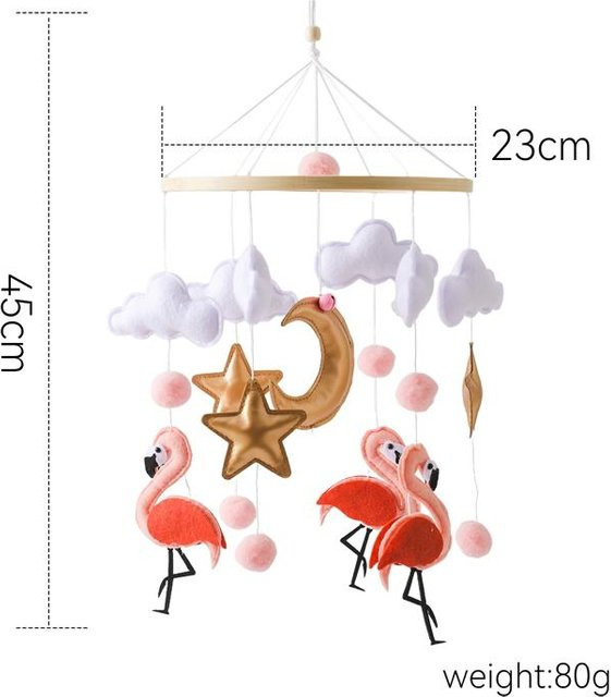 Binchi Flamingo Babyrasselspielzeug, Musikalisches Bettglöckchen, ab 0 Jahre, Mädchen - Bild 1