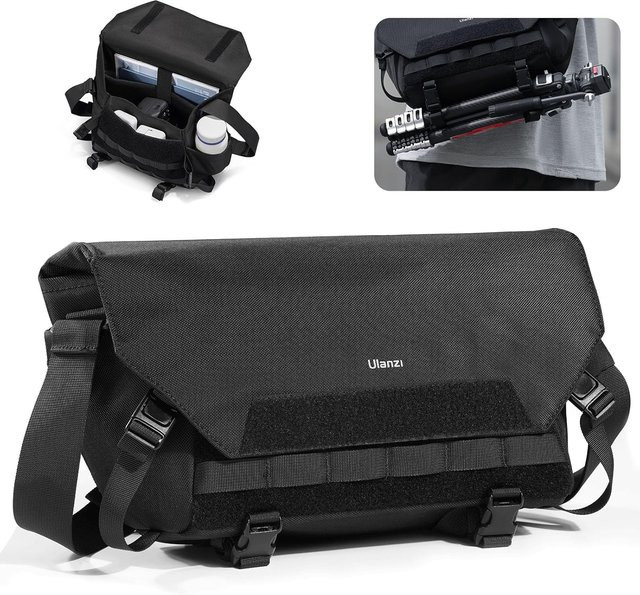 Ulanzi BC08 Kameratasche mit Stativhalter, kompakte taktische Schultertasche für DSLR, SLR und spiegellose Kameras, Schwarz - Bild 1