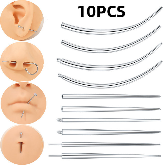 WTX Edelstahl-Einsteckstift, Kegel-Führungsstange, Piercing-Dehnungswerkzeug, Unisex - Bild 1