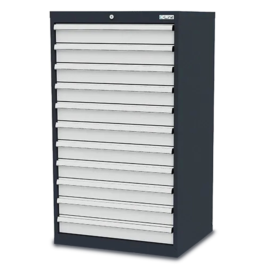 Simplaflex Schubladenschrank aus Stahlblech mit 11 Schubladen, Grau, B/T/H: 70 x 57,5 x 122 cm - Bild 2