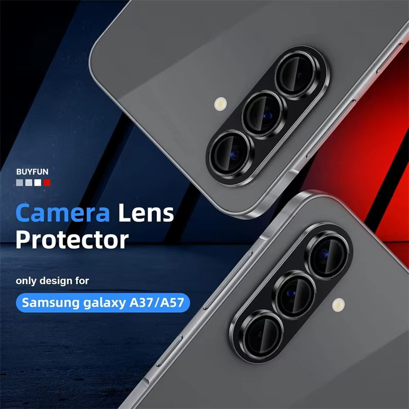 Samsung Galaxy A57 A37 5G Kameraschutzkappe aus Aluminium-Legierung mit 9H Glas Rücklinsenabdeckung in Silber oder Schwarz - Bild 2