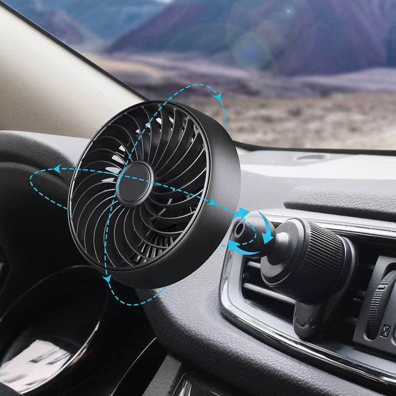 Lenovo Mini-Ventilator für das Auto, 360-Grad drehbarer USB-Elektrolüfter mit Saugnapf, Schwarz - Bild 3
