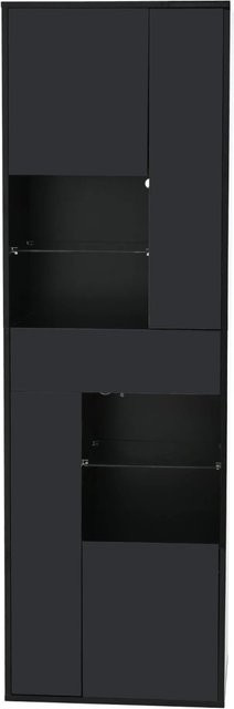 okwish Vitrine mit LED-Beleuchtung und Schubladen in Schwarz, B/T/H: 55 x 38 x 170 cm - Bild 1