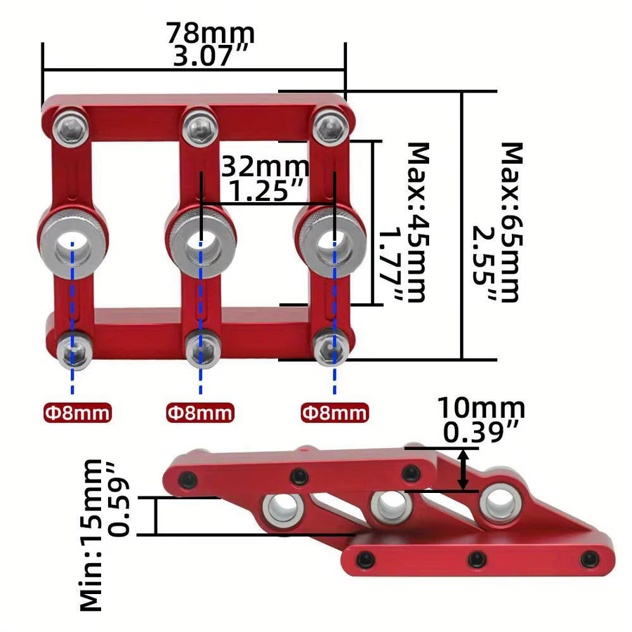 Wnew Professioneller Zimmerei-Lochpositionierer aus Aluminiumlegierung, selbstzentrierender runder Lochöffner für die Möbelherstellung - Bild 3