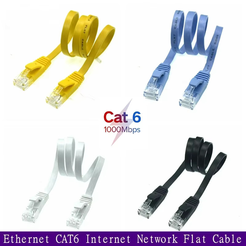 BSN CAT6 flaches UTP-Ethernet-Netzwerkkabel RJ45-Patch-LAN-Kabel in Schwarz, Weiß oder Multicolour - Bild 2