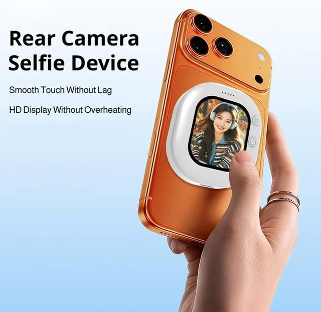 ILEPO Smartphone Selfie Bildschirmmonitor mit LED-Display und Clip-Halterung für die Rückkamera in Weiß - Bild 1