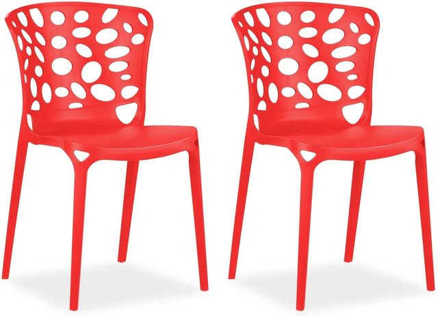 Homestyle4u Gartenstuhl 2er Set in Rot aus Kunststoff, stapelbar und UV-beständig - Bild 1