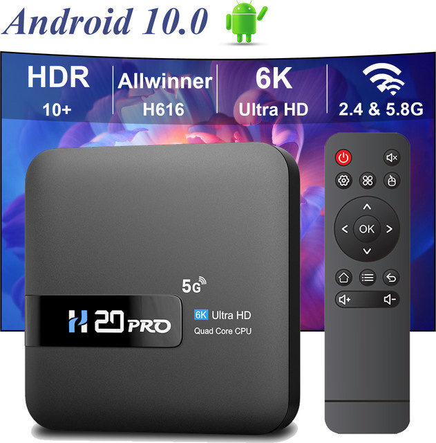 TOPSION H20PRO Android 10.0 TV-Box mit Sprachassistent, 4K 6K HD Video, Dual-Band WLAN 2,4 & 5G, Media Player Set-Top-Box in Schwarz - Bild 1