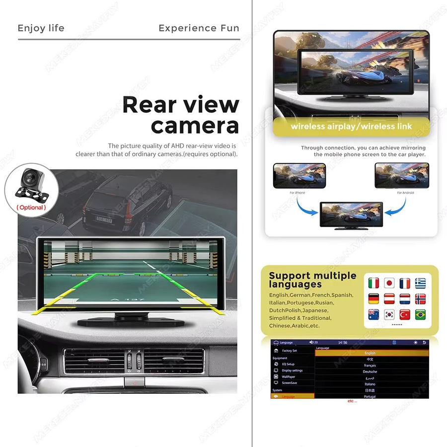 AUTOSHARK Multimedia Autoradio mit Touchscreen, Drahtloses CarPlay und Android Auto, Bluetooth, AUX, FM, DSP und Rückfahrkamera, Schwarz - Bild 4
