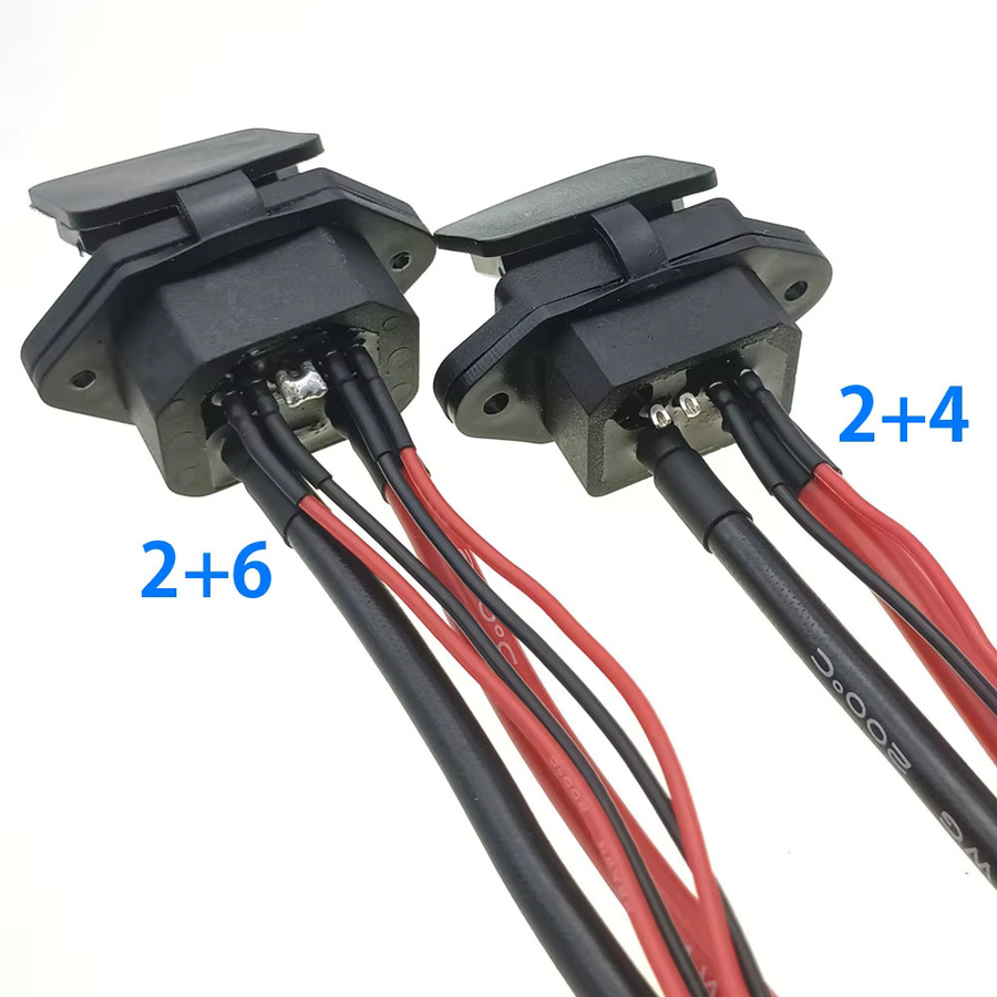 HBXINTAO TX90 Stecker auf 2+4/2+6 Pin Buchse Elektrofahrzeug Lithium-Batterie-Ladebuchse und E-Bike Verbindungskabel in Schwarz - Bild 4