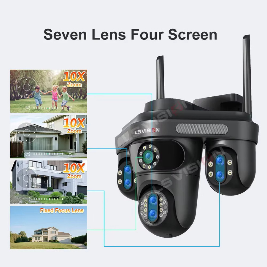 LS VISION WiFi IP Überwachungskamera für den Außenbereich mit 35 MP, 10X Zoom, Nachtsicht und PTZ-Funktion, Schwarz - Bild 2
