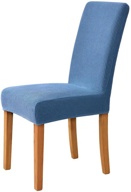 Hochwertiger Spandex-Stuhlbezug aus Jacquard-Stoff in Blau für Esszimmer und Küche, 1 Stück - Bild 1
