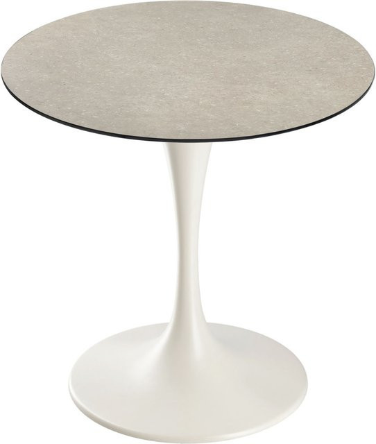 Runder Gartentisch Vega Tromba mit sandfarbener Platte und beige Gestell, Durchmesser: 80 cm, Höhe: 71 cm - Bild 1