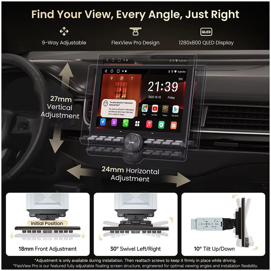 ATOTO Android Autoradio mit 10 Zoll ausziehbarem Bildschirm, CarPlay, Android Auto, Bluetooth und Kamera in Schwarz - Bild 3
